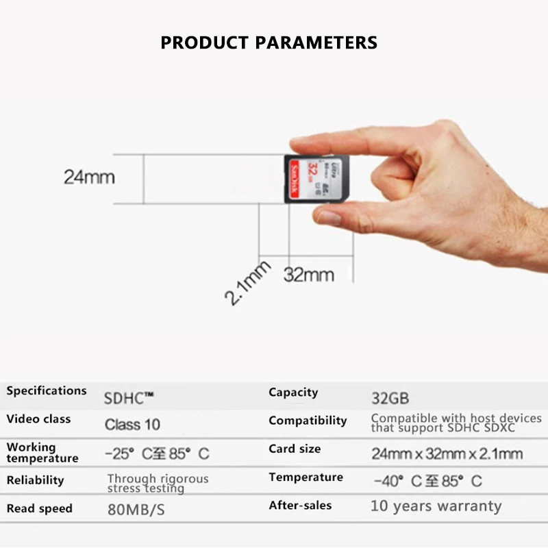 SanDisk Оригинальная карта памяти 32 Гб SD-карта 16 64 128 ГБ C10 SDXC Ultra 80 МБ/с./с.