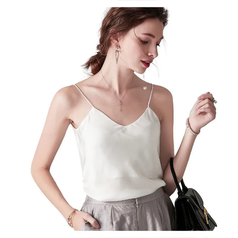 Женская Классическая шелковая майка Boutique сексуальная однотонная Облегающая