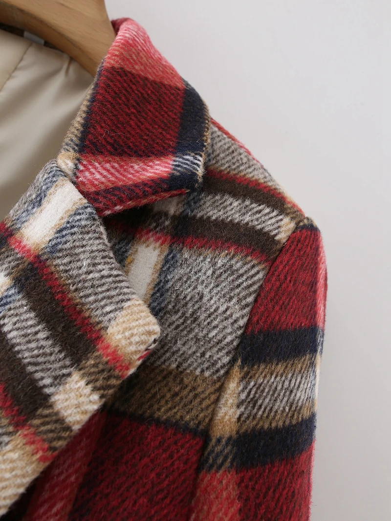 

2020 Free Inspirit New Arrival Lady Fashion England Style Top Matching Notched Collar Check Warm Thick Winter Woolen Suit