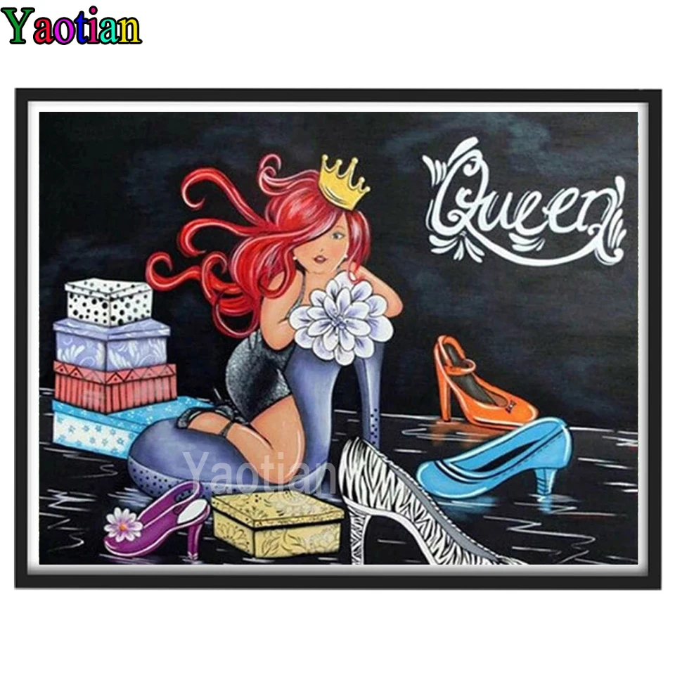 

Full Diamond Embroidery Fashion cartoon fat lady high heels 5D Diy Diamond Painting Cross Stitch Square/Round Diamond Mosaic