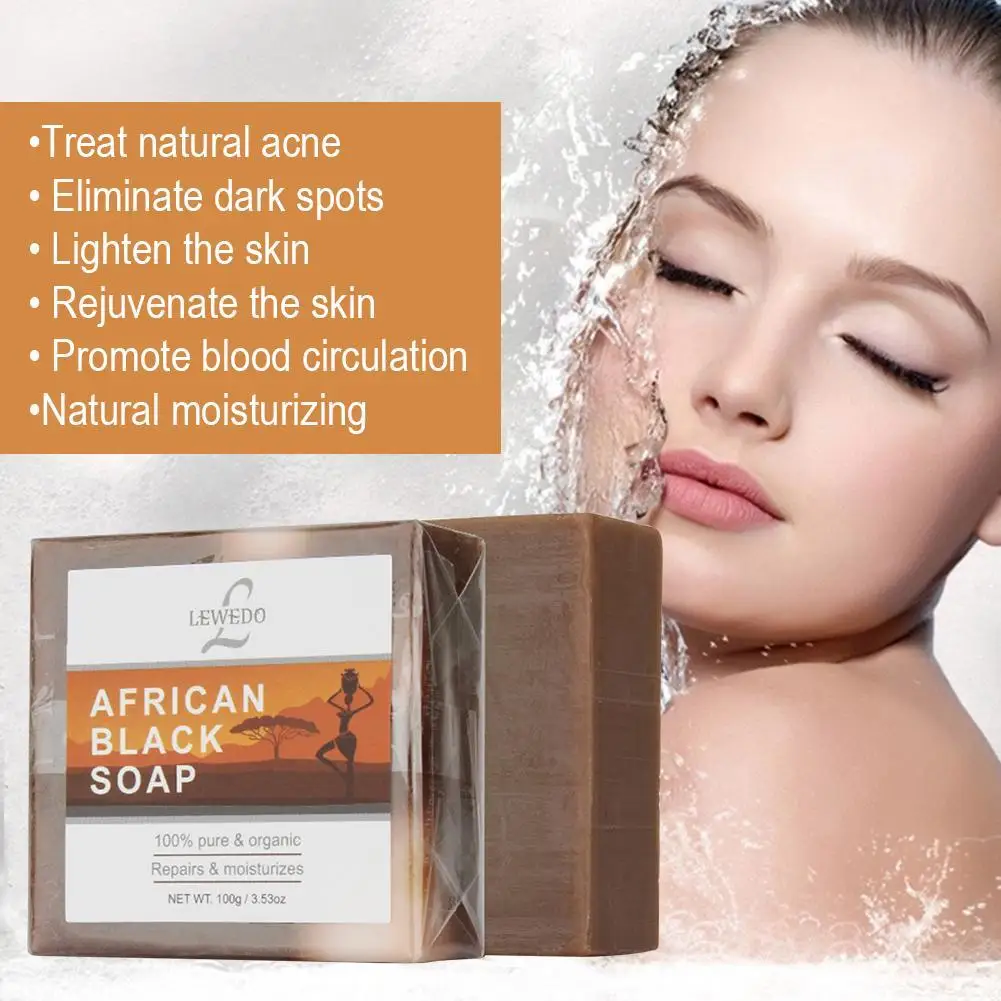 

100g African Black Soap Beauty Bath Body Treatment Black Acne Soap Skin Body Mites Soap Skin Care Cleansing Moisturizing R6A3