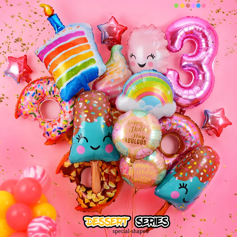 Dount Birthday Party Decorations Kids Donut Grow Up Helium Foil Balloons 1st Two Sweet Globos | Дом и сад
