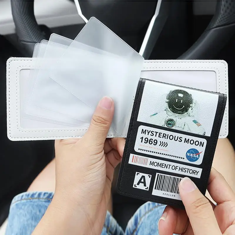 

Чехол из искусственной кожи с принтом астронавта, 6 отделений для карт