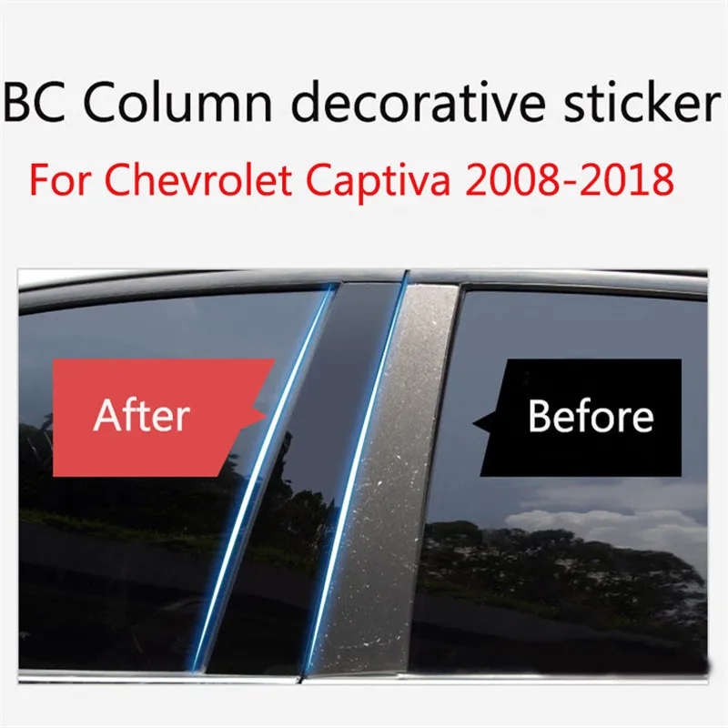 

6pcs Car styling Accessories Mirror Reflection Panel BC Column rear Triangle decorative sticker For Chevrolet Captiva 2008-2018