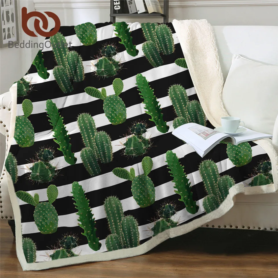 

Постельное белье тропический кактус одеяла для кроватей суккуленты плюшевое покрывало зеленое растение пледы одеяло ботанические полосатые постельные принадлежности