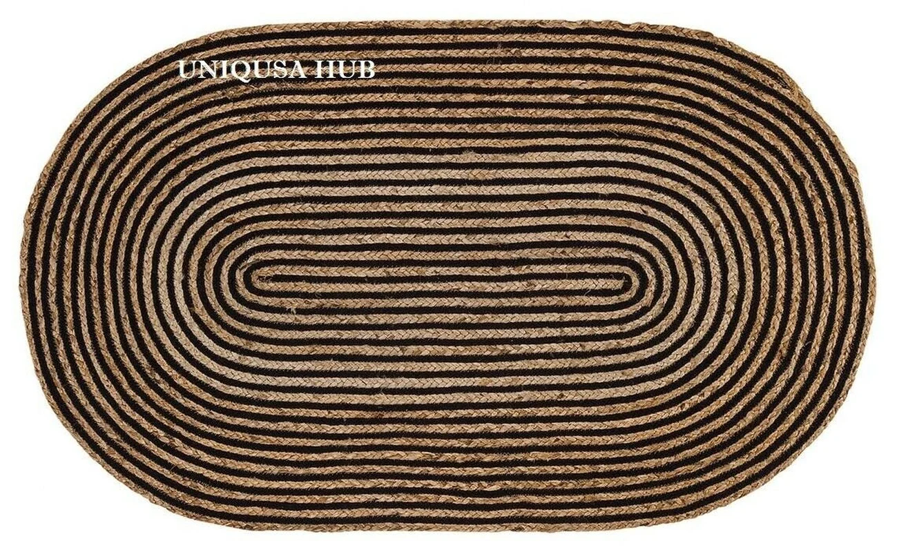 

Rug 100% Cotton Jute Handmade Oval Rug Braided Style Modern Look Area Rugs