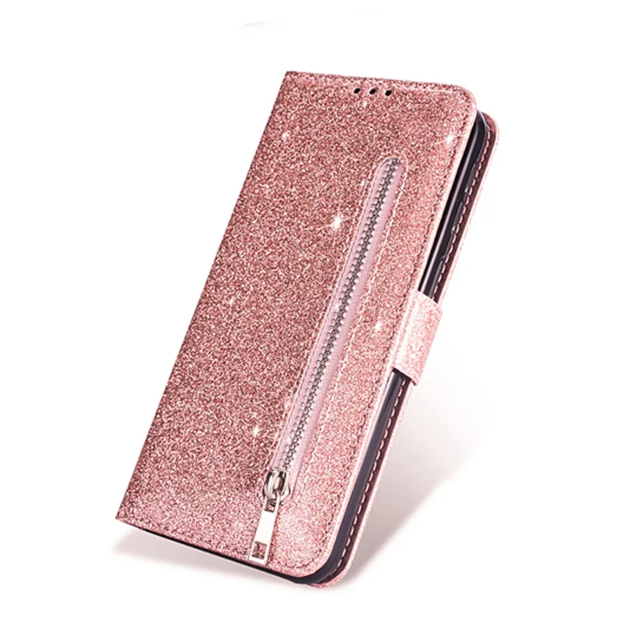 fashion glitter leather wallet card slots flip case cover for xiaomi redmi note 10 9 pro 8 7 pro 9 se cc9 poco x2 7a 8a a3 lite free global shipping
