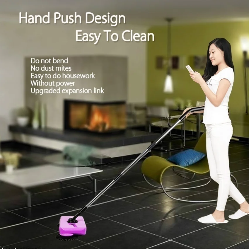 

2 in 1 Portable Stainless Steel Hand Push Sweepers Hand Push Magic Broom Floor Dust Sweepers Dustpan Household Cleaning Tools