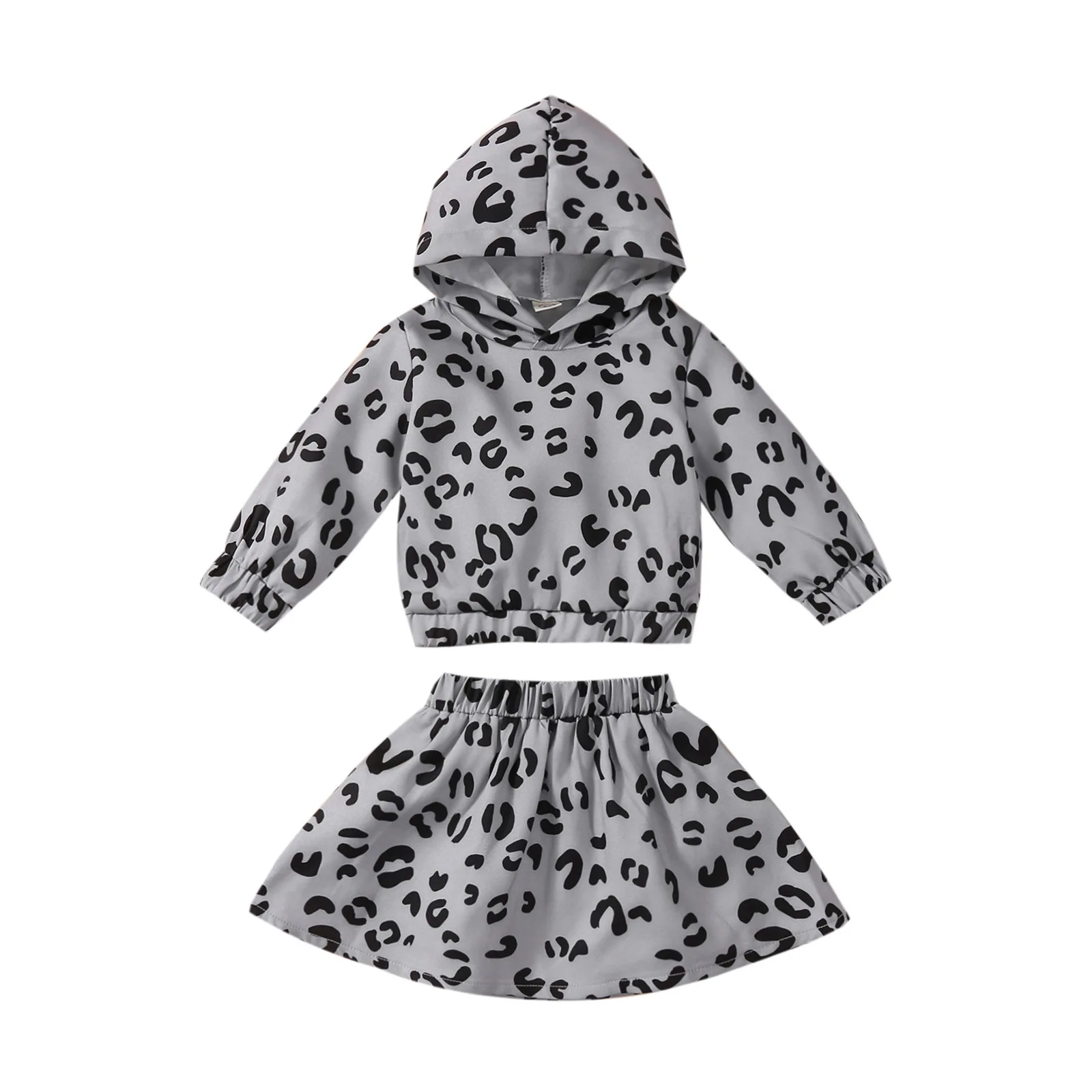 

Children's Clothing European American Spring Autumn Girls Leopard Print Suit 1-5T Girls' Fashion Hoodie + Skirt 2-Piece Clothing