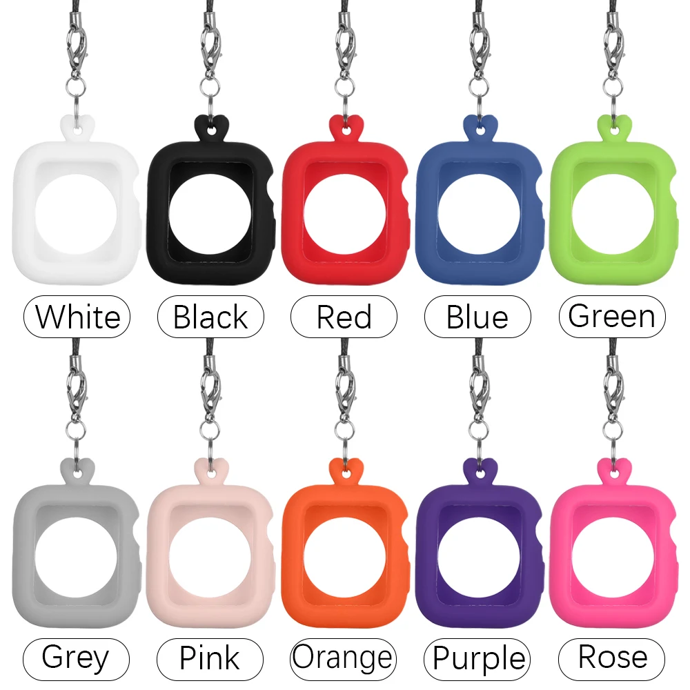 Цветной силиконовый чехол защитный ремешок ожерелье рамка для часов Apple Watch Iwatch