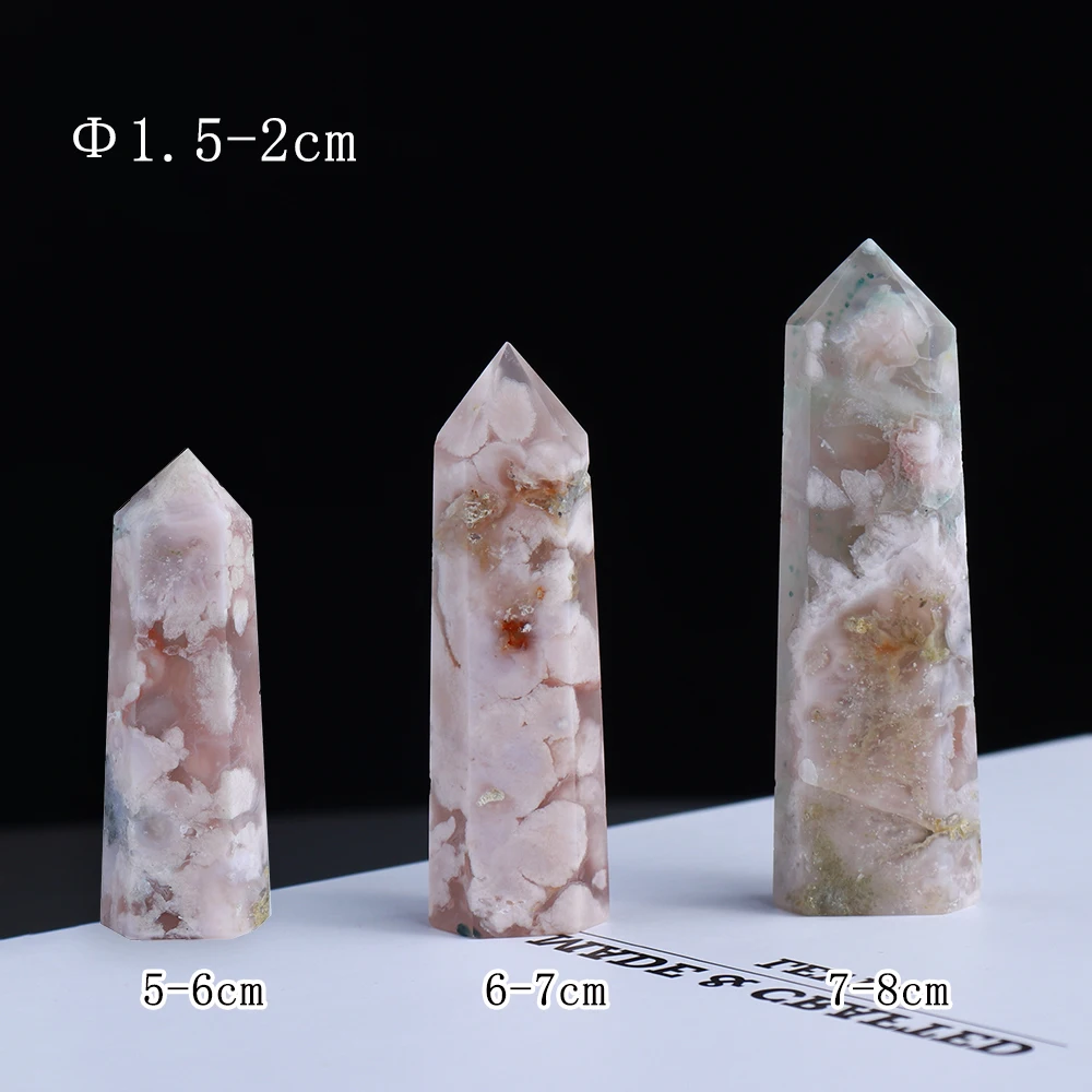 5-8cm Natural Pink Quartz Tower Sakura Agate Crystal Point Energy Stone Reiki Women Gift Home Decorate | Дом и сад