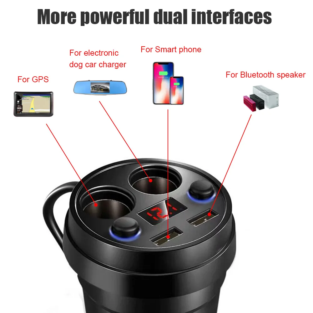 Автомобильное зарядное устройство 2 USB DC / 5V 3.1A адаптер в виде стакана