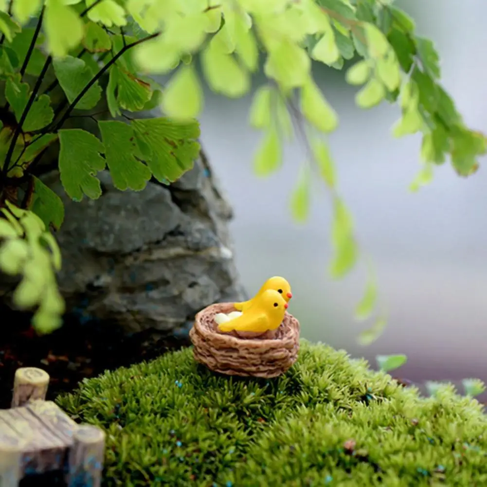 

DIY Mini Nest With Birds Fairy Garden Miniatures Gnomes Moss Terrariums Resin Crafts Figurines For Home Garden Decoration 2pcs