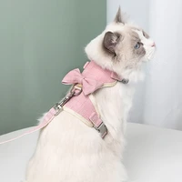kitten animals decoration accessories adjustable breastplates with bowknot pet cats leash small cat harness set goods for cats