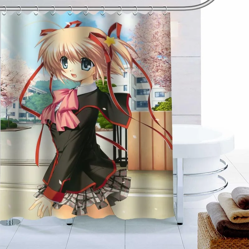 

Little Busters! Shower Curtain 12 Hook Polyester Fabric 3D Print Bathroom Curtain Waterproof Mildew Proof Bath Curtain 0918