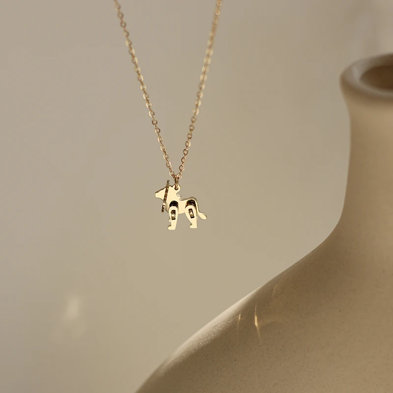Ожерелье с подвеской-львом в виде детского животного цепь из нержавеющей стали