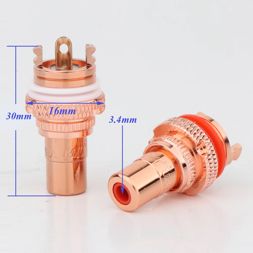 

8pcs RS3016 high quality red copper plated RCA Socket audio rca jack RCA terminals Amplifier Copper RCA socket Plug