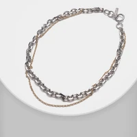 amorita chain design fashion double layer metal necklace