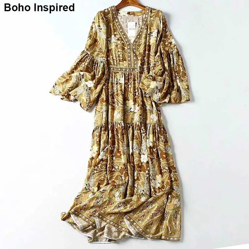 Женское длинное платье с цветочным принтом BOHO INSPIRED повседневное летнее длинным