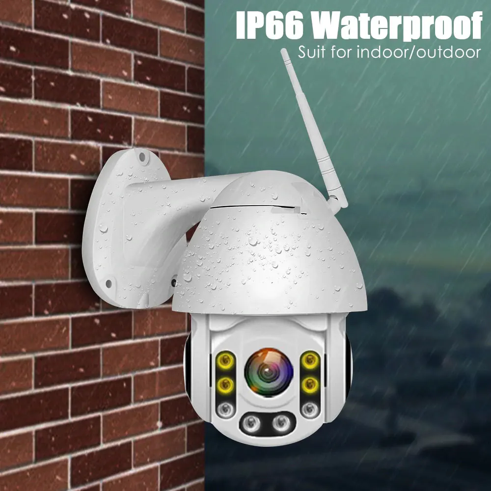 IP66 wifi pan camera Humanoid detection US plug ONVIF ночное видение 8 светодиодный Android ip Беспроводная