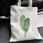 Модная женская Холщовая Сумка для покупок, сумки на плечо, Сумка с принтом банановых листьев, портативная женская сумка для покупок
