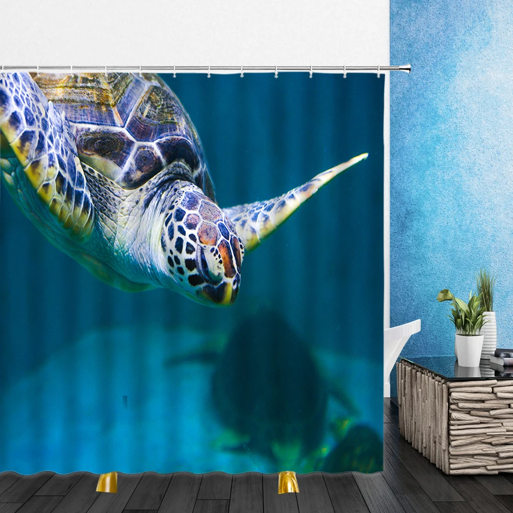 

Ocean Animal Shower Curtains Tortoise Mermaid Jellyfish Tropical Fish 3D Bathroom Home Decor Waterproof Polyester Cloth Curtain