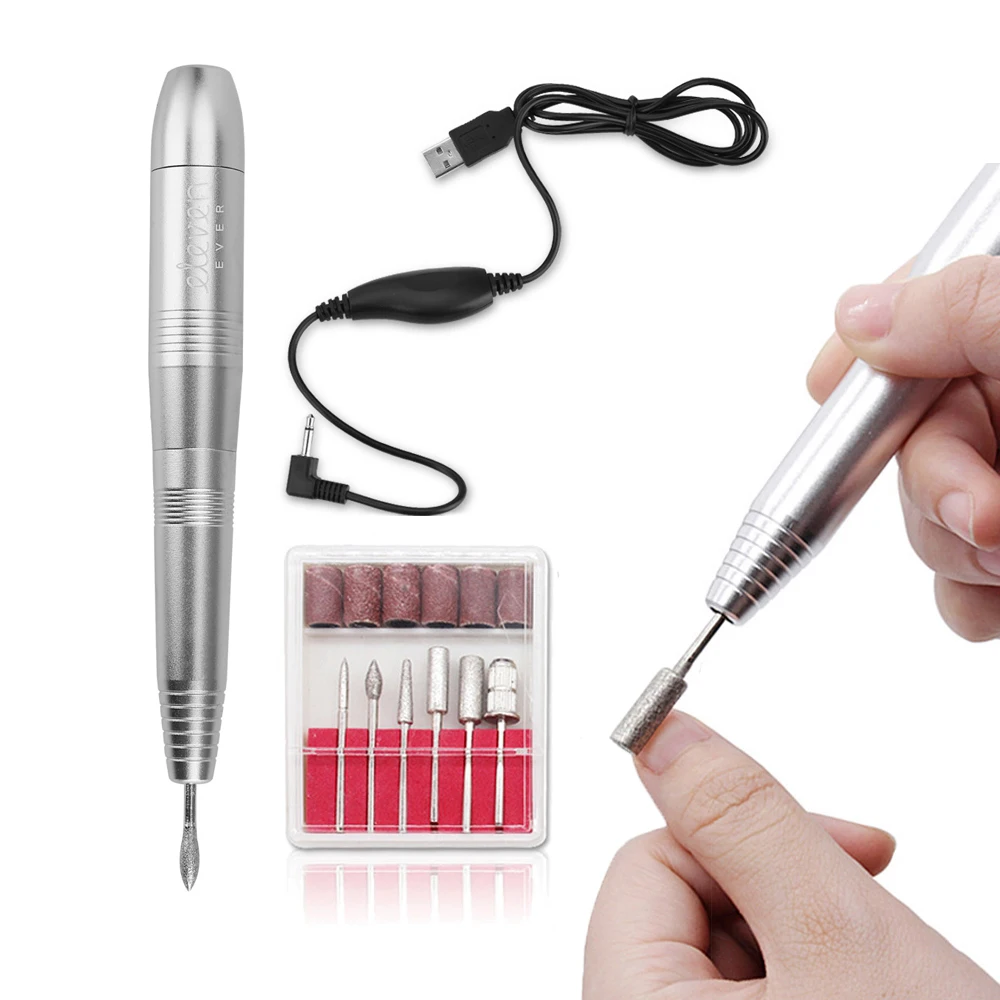 Машинка электрическая с 6 насадками для маникюра и педикюра портативный аппарат