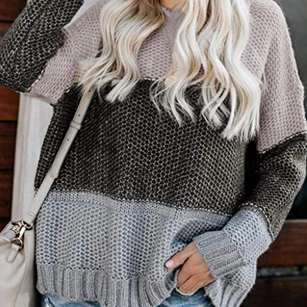 Повседневный однотонный теплый вязаный свободный осенне-зимний женский свитер