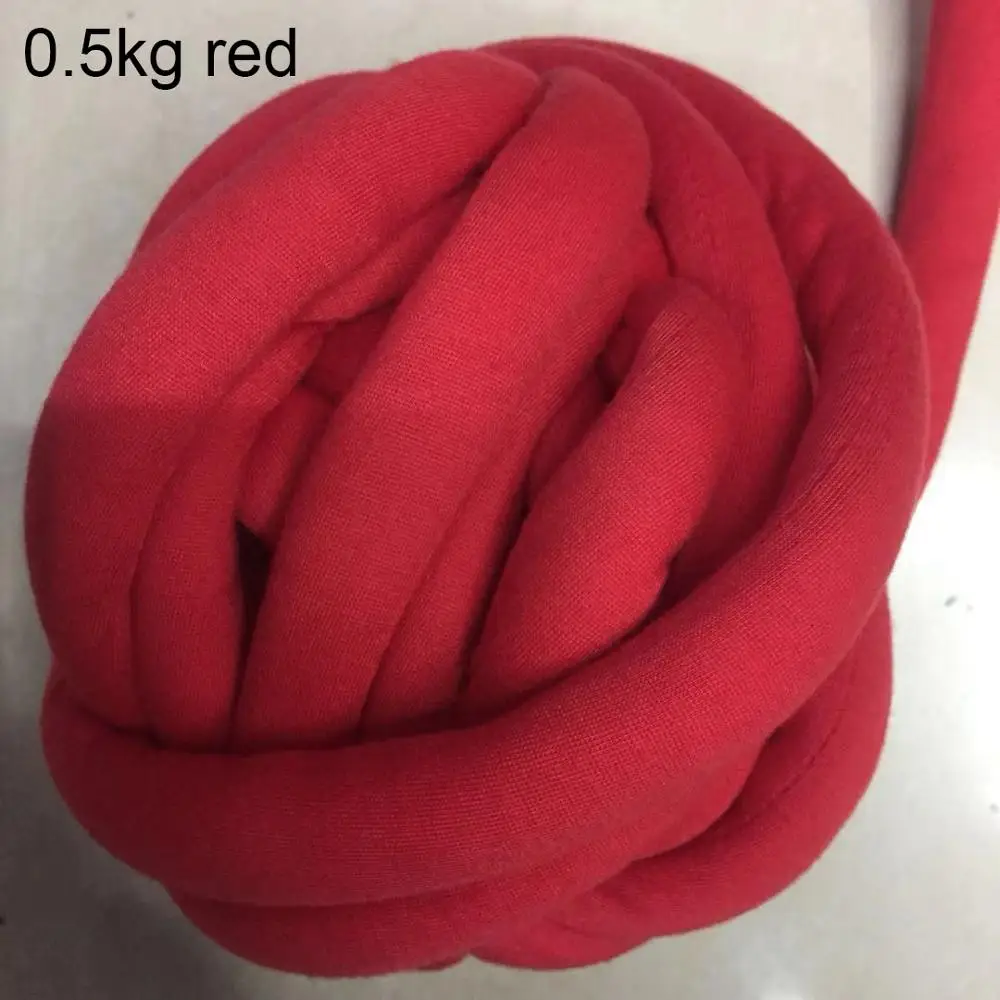 red 0.5kg 500 г толстая супер объемная пряжа для ручная вязка крючком, мягкая большая хлопковая пряжа для рукоделия, прядильная пряжа для одеяла - Цвет: red 0.5kg