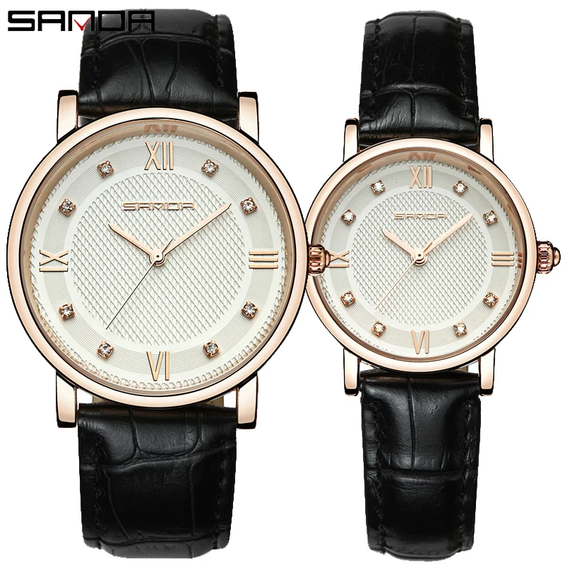 Couple Watch Simple Dial Quartz Watches For Men Women Lovers Crystal Diamond Minimalist Leather Wristwatch Male Female Reloj