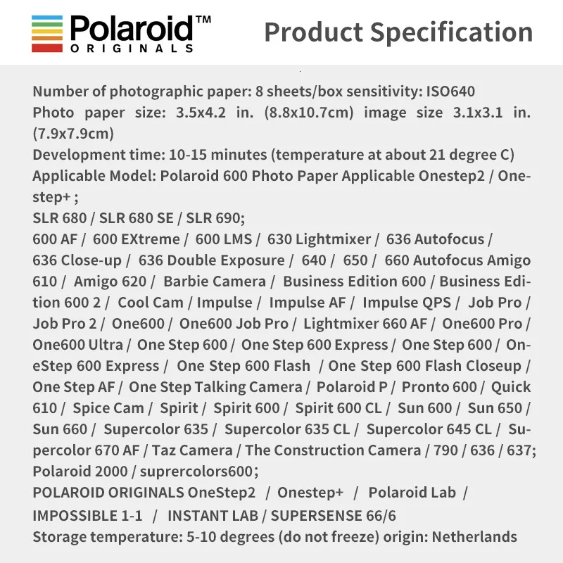 Пленка Polaroid Originals Instant 600 цвет черно-белый для камеры Onestep2 Instax SLR680 636 637 640 650 660 Автофокус невозможен