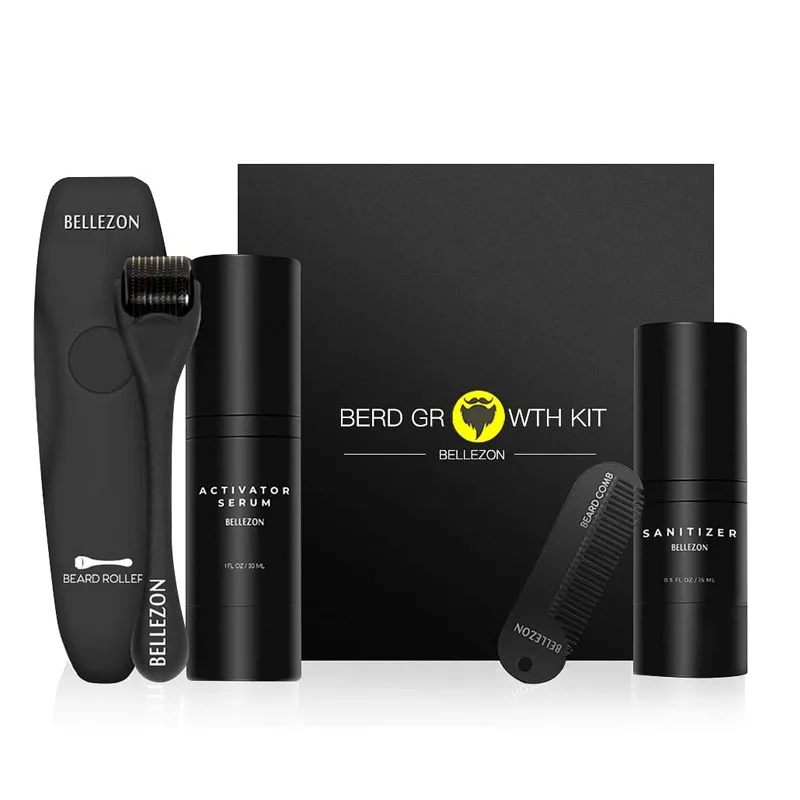 

4 Pcs/set Barbe Beard Growth Kit Hair Growth Enhancer Set Beard Growth Essentital Oil Facial Beard Care Set Best Gift for Men