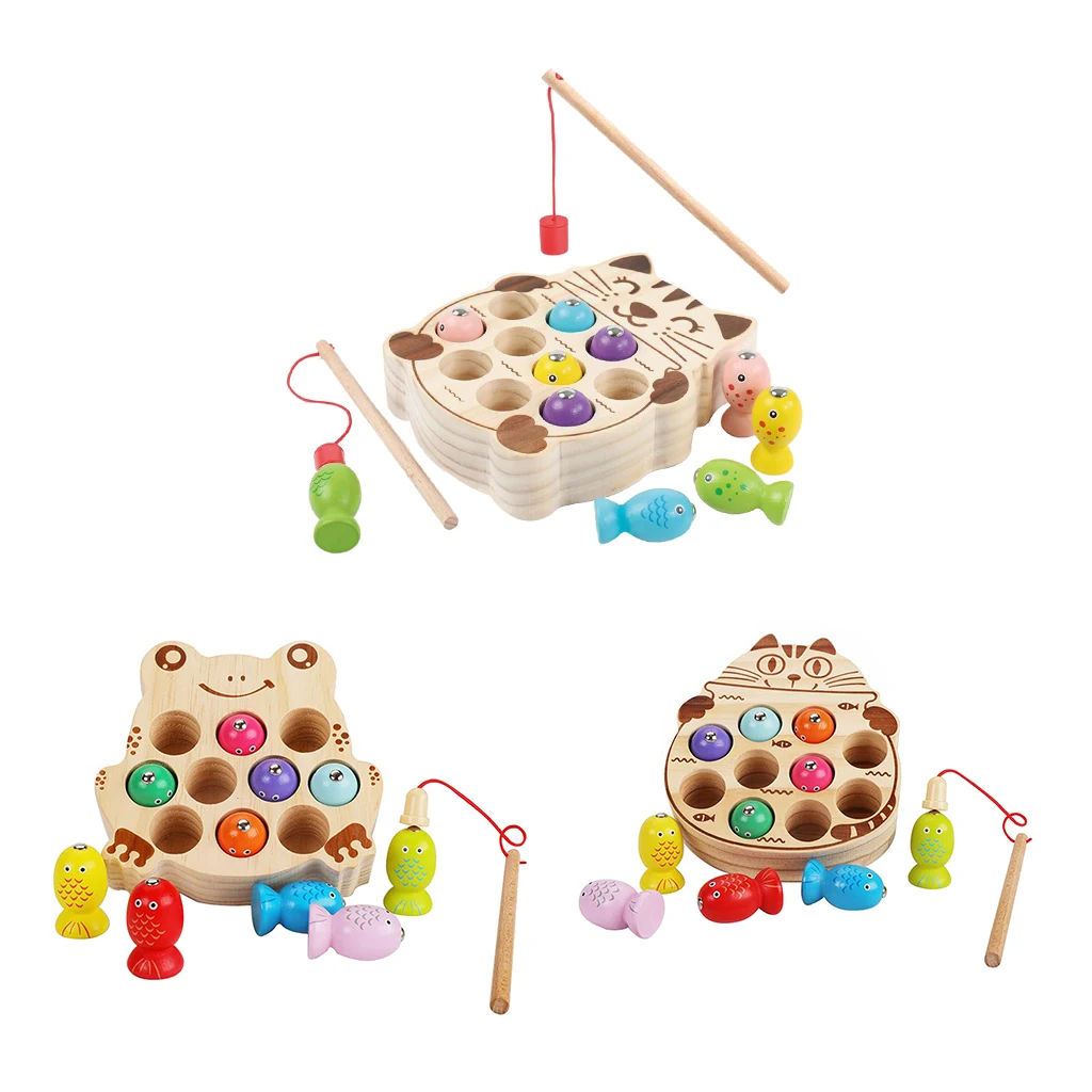 

Wooden Magnetic Fishing Game, Fine Motor Skill Toy Color Sorting Puzzle, Montessori Letters Cognition Preschool Gift