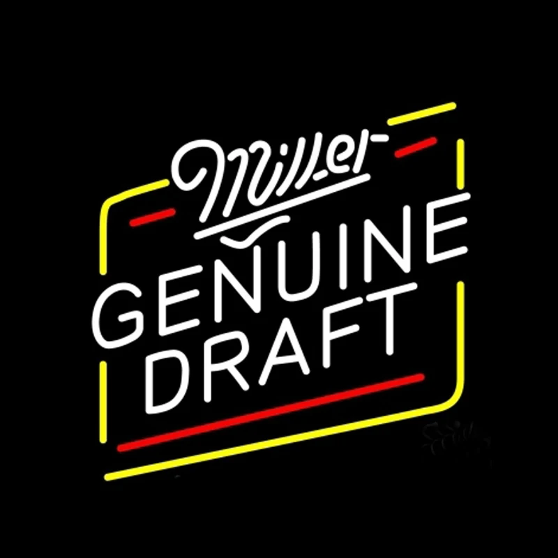 

Miller Genuine Draft Beer Neon Sign Handmade Real Glass Tube Bar KTV Store Motel Firm Home Party Shop Display Lamp Light 19"X15"