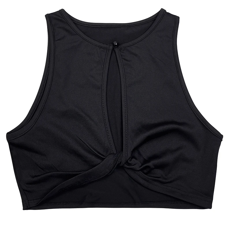 

Summer pullover halter neck solid color European and American round neck slim black hollow vest Everyday wear is charming sexy