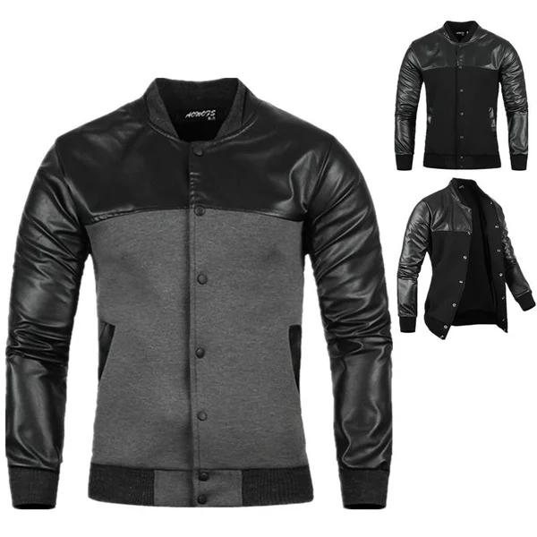 ZOGAA мужская куртка Осенняя кожаная вышивка черные/серые куртки для отдыха Skim