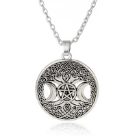 vintage necklace triple moon goddess wicca pentagram magic amulet necklaces tree of life moon star pendants choker gifts jewelry