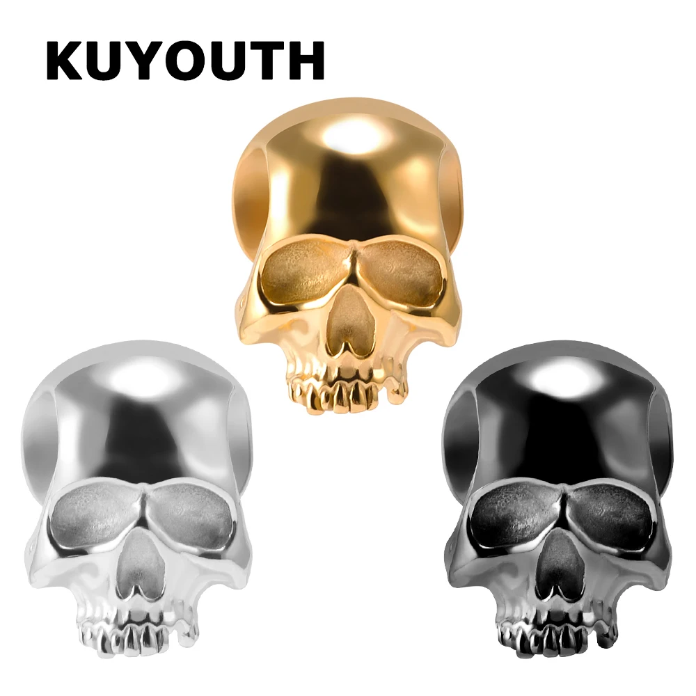 KUYOUTH Hot Selling Stainless Steel Skull Head Ear Weight Gauges Expanders Fashion Body Piercing Jewelry Earring Stretchers 2PCS