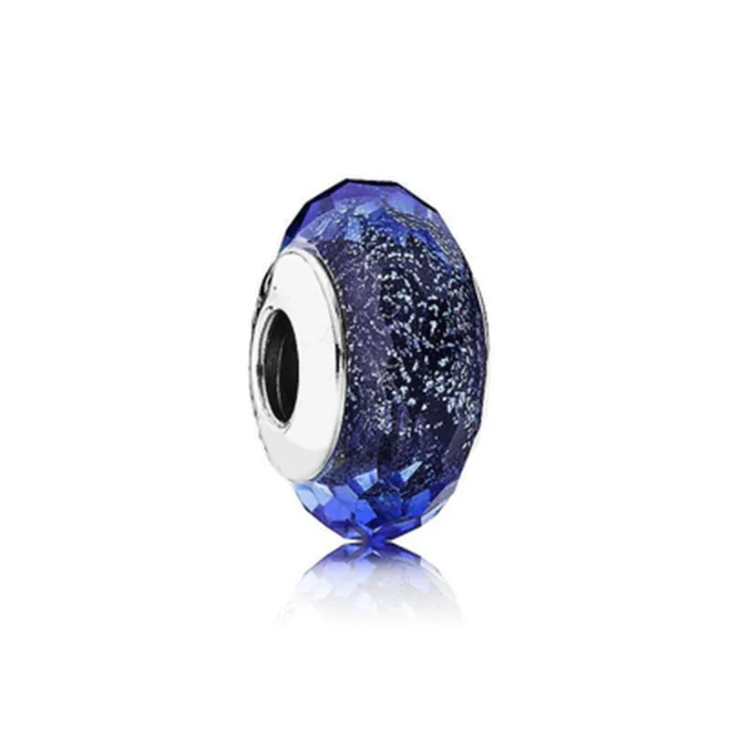 

Genuine 925 Sterling Silver Pan Beads Blue Ice Crystal Cat Eye Beads Original Pandora Bracelet For Women's Diy Jewelry
