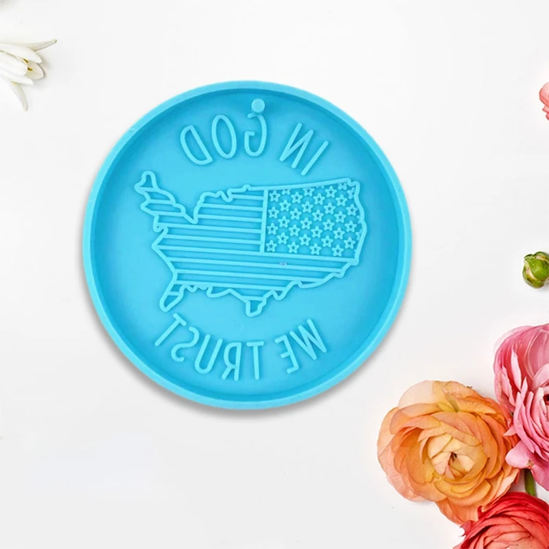 

DIY American Map Flag Keychain Epoxy Resin Mold Jewelry Pendant Silicone Mould