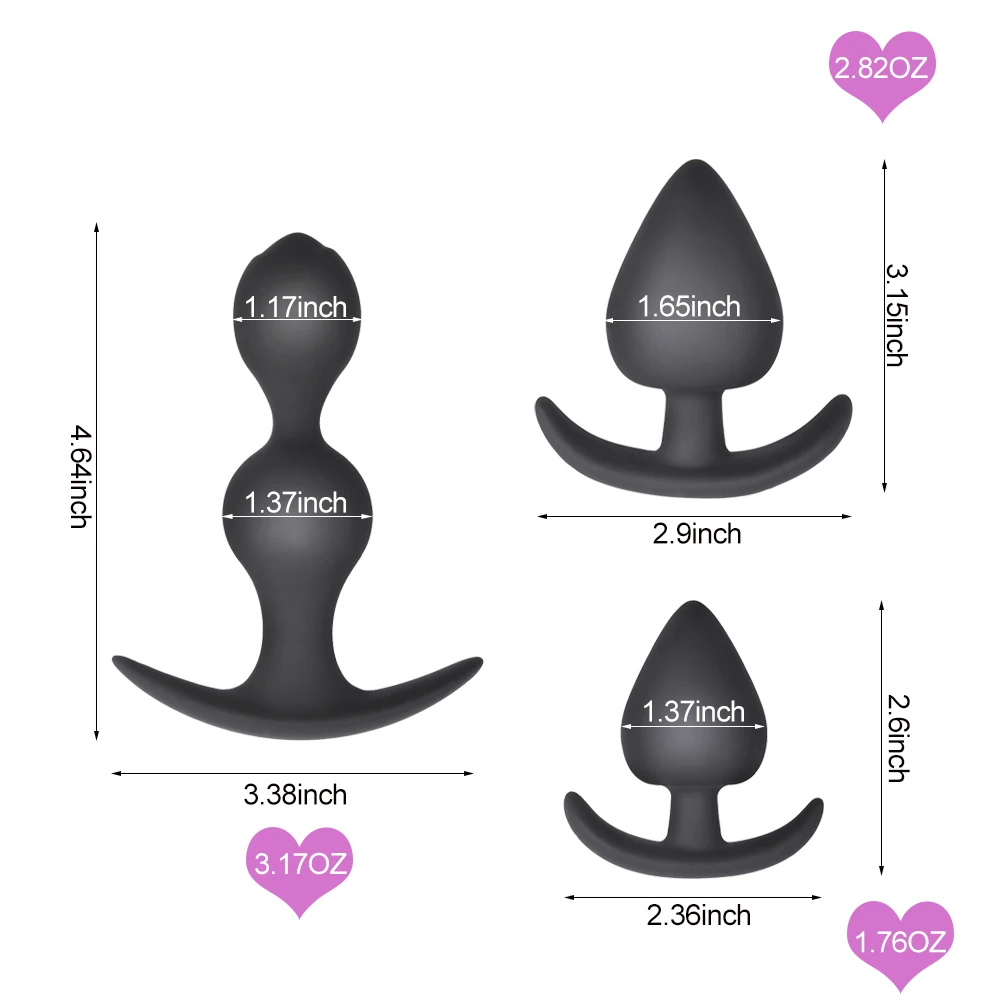 3pcs/set Anal Butt Plug Metal Balls Inside No Vibrator Anus Prostate Stimulator Massager Buttplug Adult Sex Toys for Men Women | Красота и