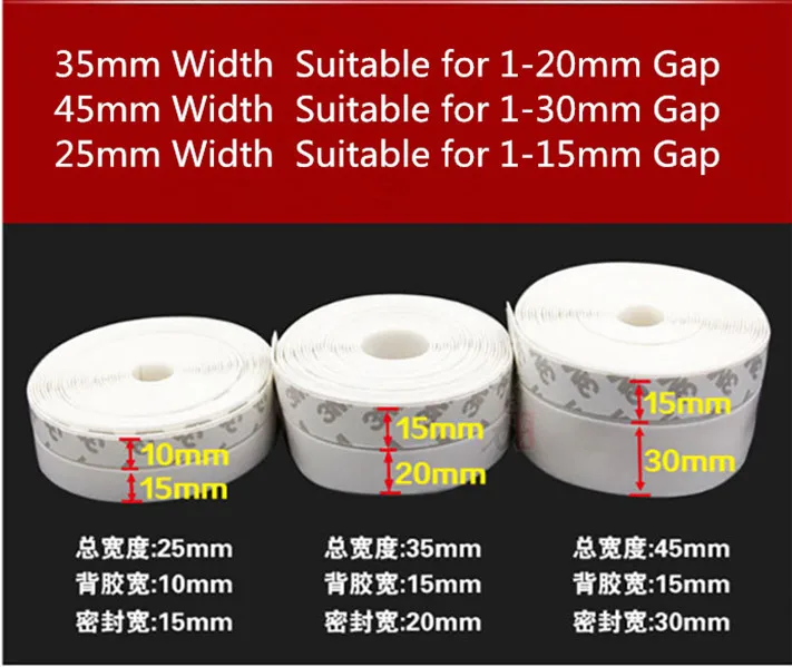 

35mm 5M Window Door Silicone Rubber Draught Excluder Strip Sealing Tape for Window Door Sealing 6 Colors
