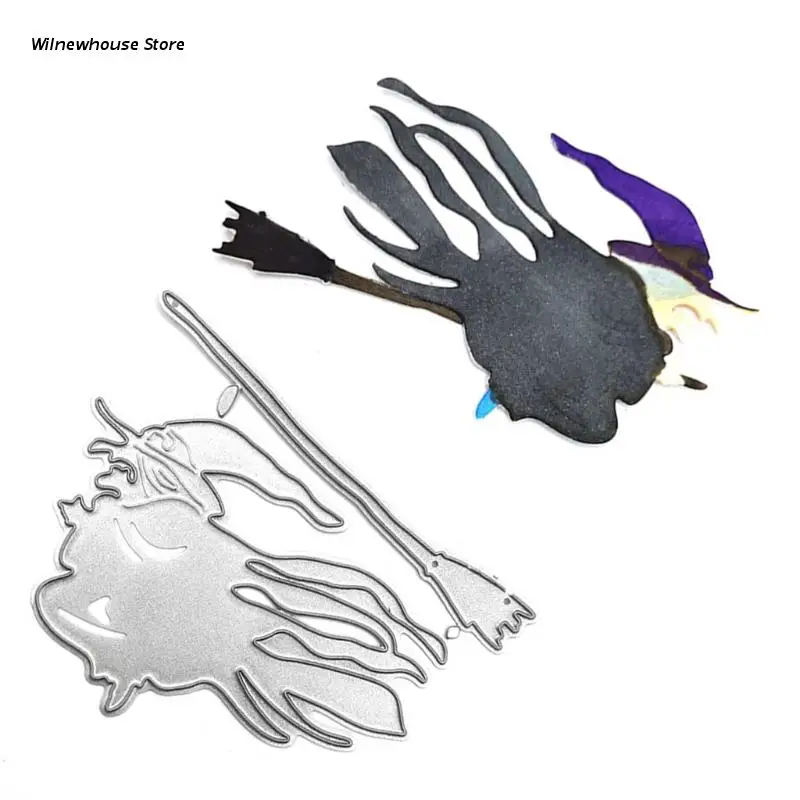 

F62A Halloween Witch Broom Metal Cutting Dies Stencil Scrapbooking DIY Album Stamp Paper Card Mold Embossing Decor