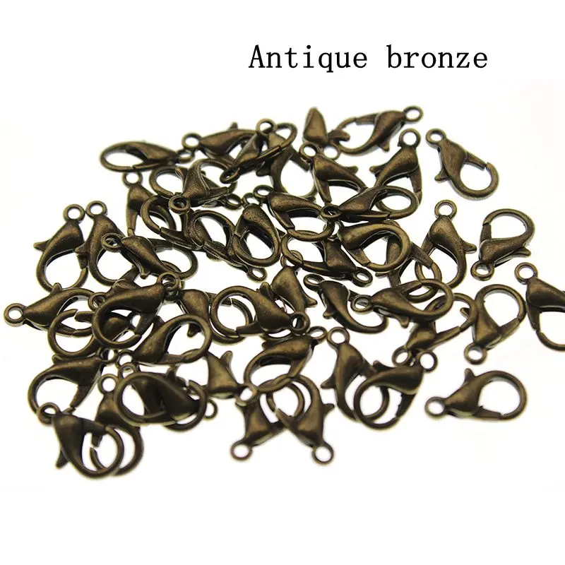 auntique bronze 10/12/14/16/18/21 мм, серебристый, зеленый; черный металлические карабины браслет крючки концевые соединители для самостоятельного изготовления ювелирных изделий ожерелье с пряжкой - Цвет: auntique bronze