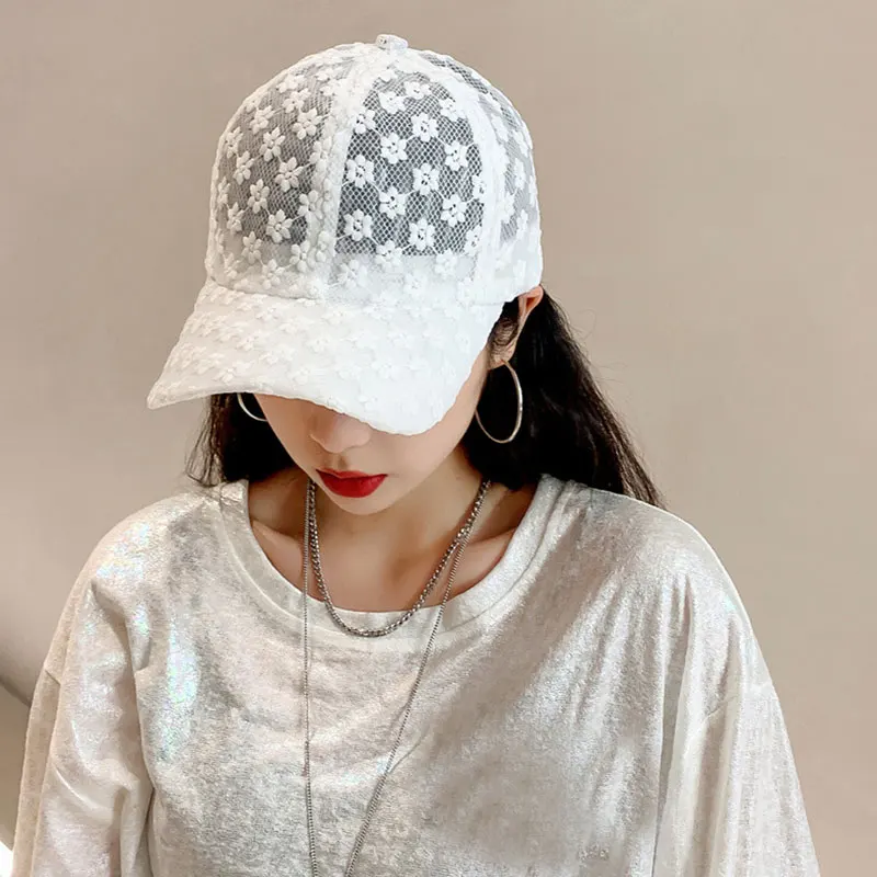

Summer Women's Lace Small Flower Baseball Caps Breathable Mesh Floral Hat Gorras Cap Snapback Casquette Visor Cap