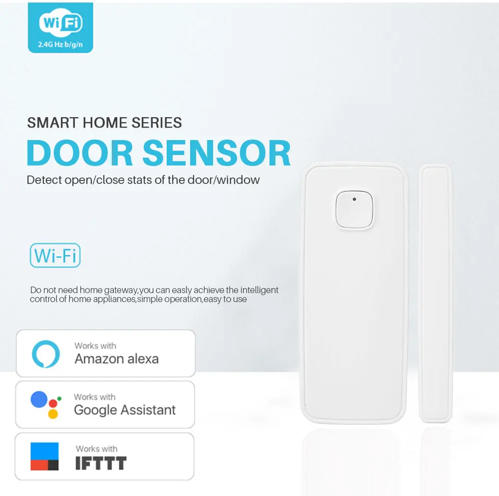 Беспроводной WiFi дверной сигнализатор, датчик окна, детектор, умный дом, безопасность, дверь, магнитный переключатель, система Amazon Alexa, управление приложением