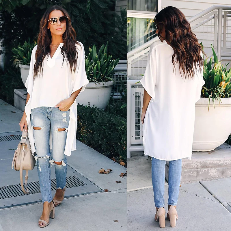 Женский топ-кимоно с V-образным вырезом свободного покроя | Женская одежда