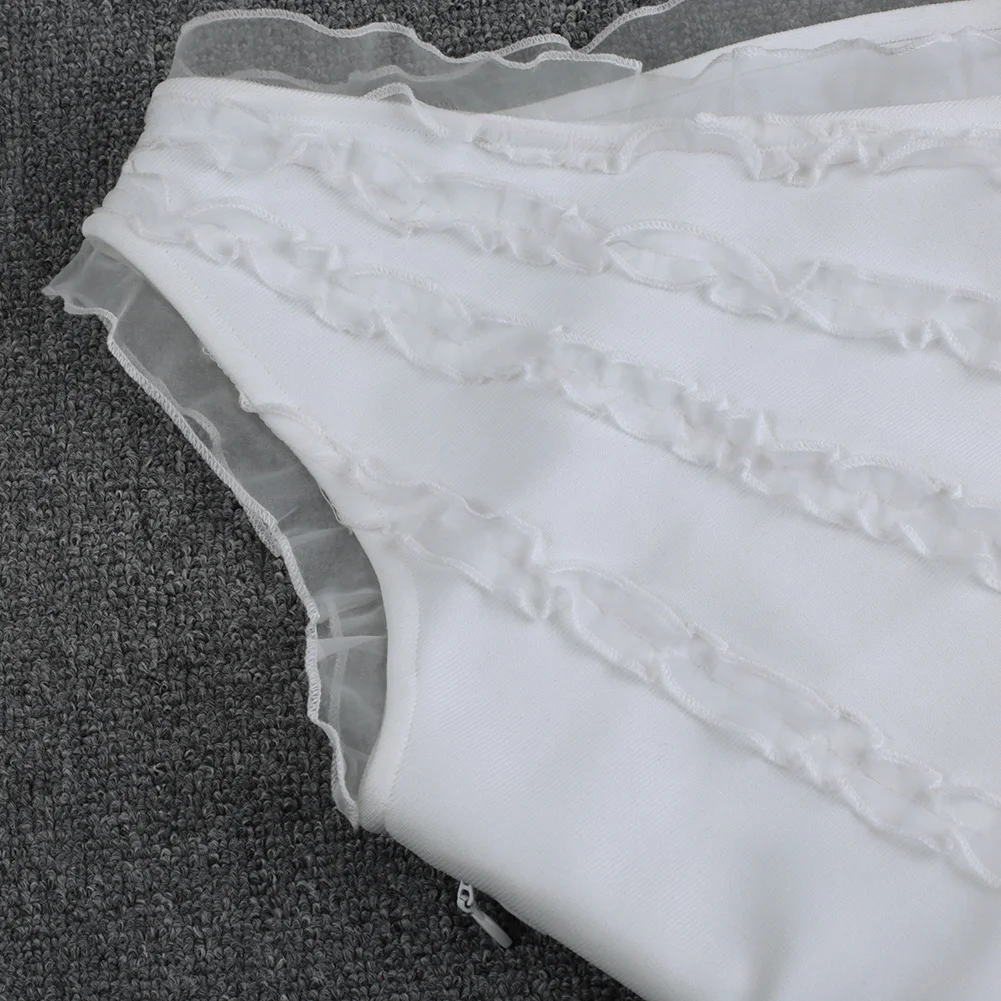 

Bandage Dress 2021 New Arrival White Bandage Dress Bodycon Women Summer Ruffle Trim One Shoulder Sexy Party Dress Club Outfits