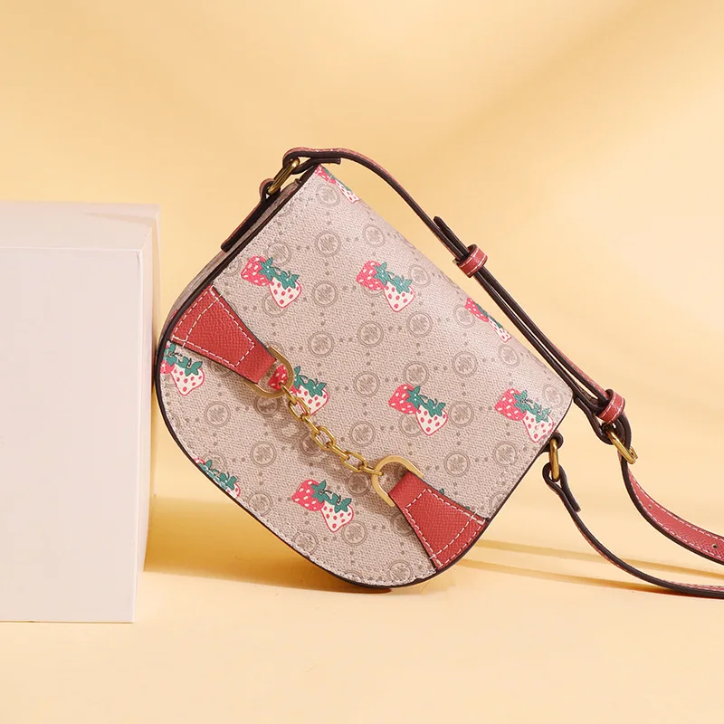 

Women's Bag 2021 Autumnwinter New One-shoulder Bag Women's Fashion Ins Sloping Bag Women's Small Round Bag Strawberry Square Bag