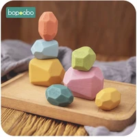 wooden jenga building block colored stone educational toys nordic style balancing stacked building montessori toy dropshipping